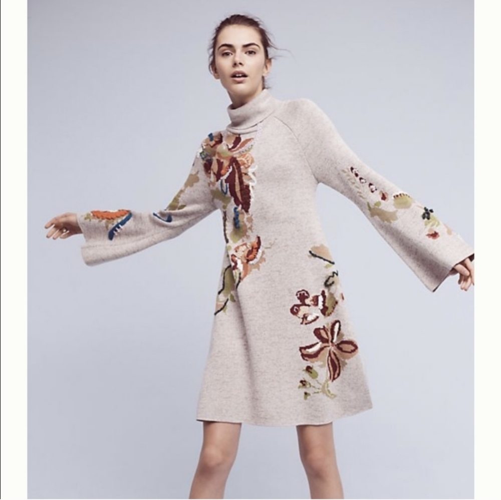 Knitted & Knotted Anthropologie Turtleneck Sweater Dress